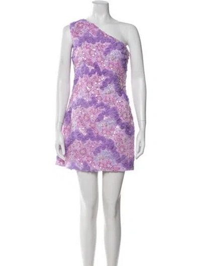 Pre-owned Elliatt Floral Print Mini Dress In Purple