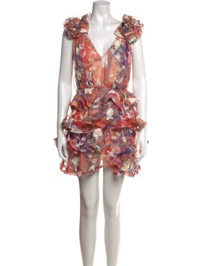 Pre-owned Elliatt Floral Print Mini Dress In Red