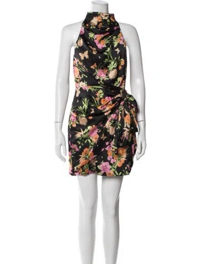 Pre-owned Elliatt Floral Print Mini Dress W/ Tags In Black