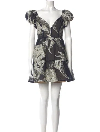 Pre-owned Elliatt Floral Print Mini Dress W/ Tags In Blue