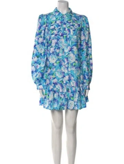 Pre-owned Elliatt Floral Print Mini Dress W/ Tags In Blue
