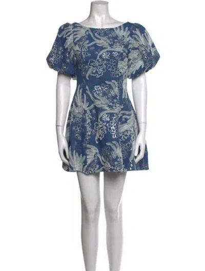 Pre-owned Elliatt Floral Print Mini Dress W/ Tags In Blue