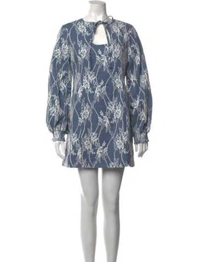 Pre-owned Elliatt Floral Print Mini Dress W/ Tags In Blue