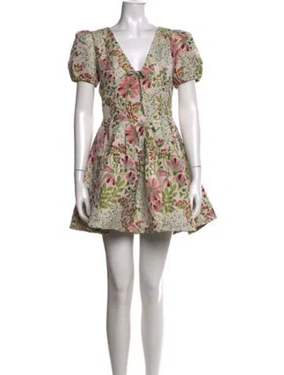 Pre-owned Elliatt Floral Print Mini Dress W/ Tags In Green