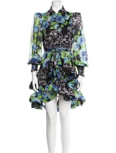 Pre-owned Elliatt Floral Print Mini Dress W/ Tags In Green