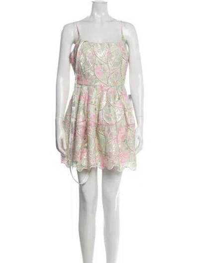 Pre-owned Elliatt Floral Print Mini Dress W/ Tags In Neutral
