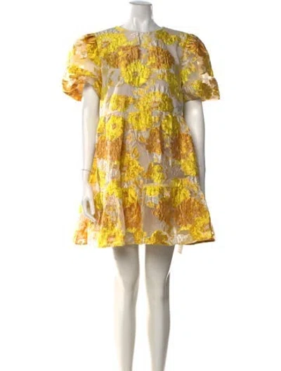 Pre-owned Elliatt Floral Print Mini Dress W/ Tags In Neutral