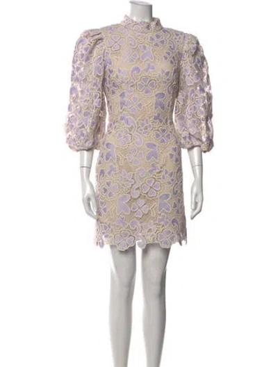 Pre-owned Elliatt Floral Print Mini Dress W/ Tags In Neutrals