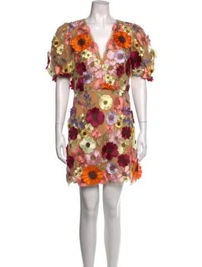 Pre-owned Elliatt Floral Print Mini Dress W/ Tags In Neutrals