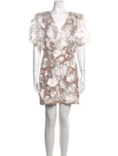 Pre-owned Elliatt Floral Print Mini Dress In White