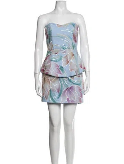 Pre-owned Elliatt Floral Print Ruffle Embellishment Skirt Set In White
