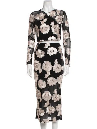 Pre-owned Elliatt Floral Print Skirt Set In Black