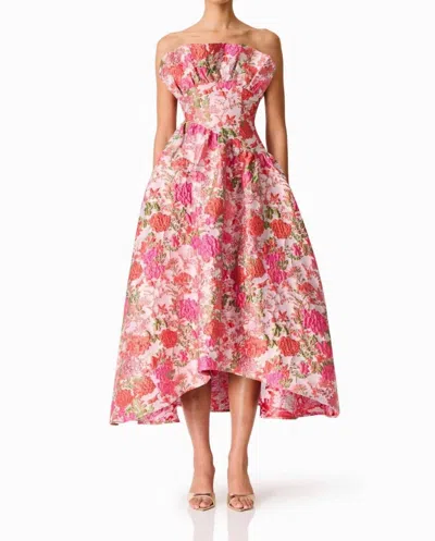 Elliatt Floralie Strapless Gown In Pink Floral In Multi