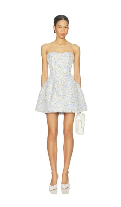 Elliatt Floralie Strapless Mini Dress In Blue