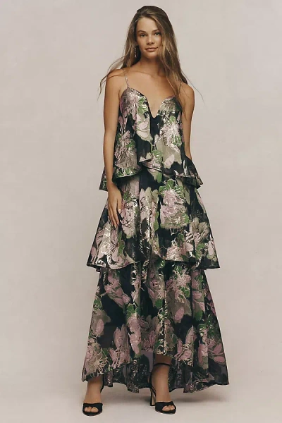 Elliatt Florayne Tiered Maxi Dress In Green
