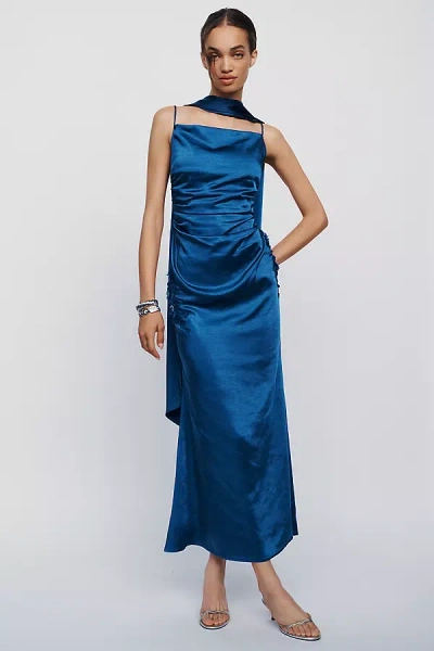 Elliatt Florea Scarf Slip Maxi Dress In Blue