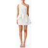 Elliatt Gabi Asymmetric Peplum Minidress In Ivory