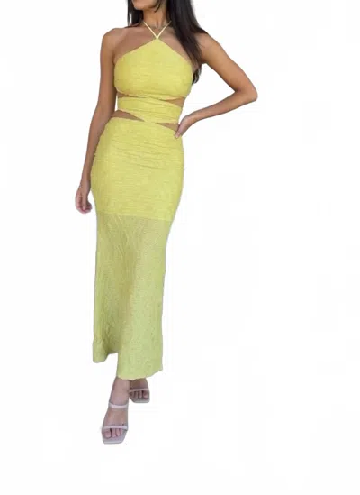 Elliatt Granada Halter Neck Dress In Pistachio In Yellow