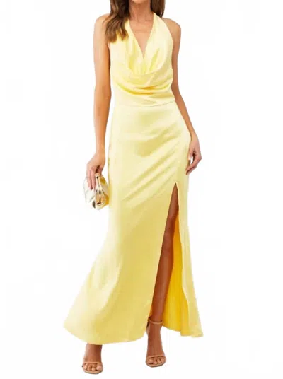 Elliatt Gweneth Satin Halter Gown In Yellow In Multi