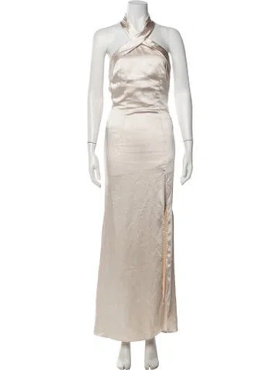 Pre-owned Elliatt Halterneck Long Dress In Neutrals