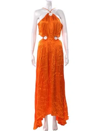 Pre-owned Elliatt Halterneck Long Dress In Orange