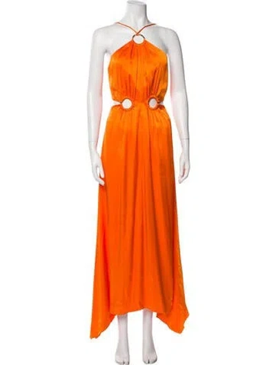 Pre-owned Elliatt Halterneck Long Dress In Orange
