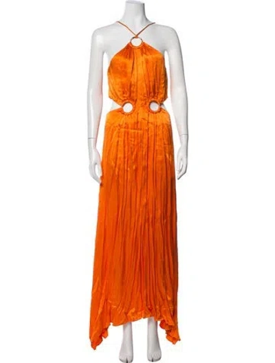 Pre-owned Elliatt Halterneck Long Dress In Orange