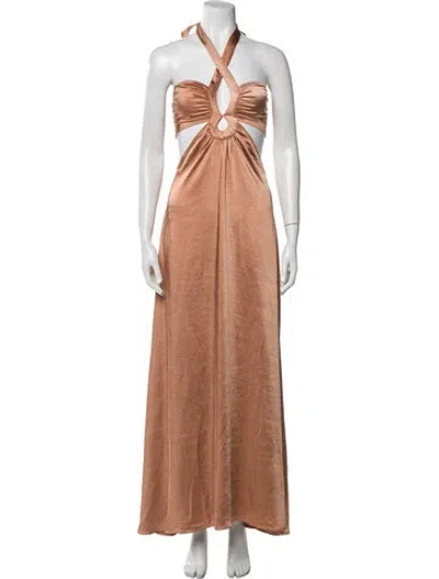Pre-owned Elliatt Halterneck Long Dress W/ Tags In Neutral