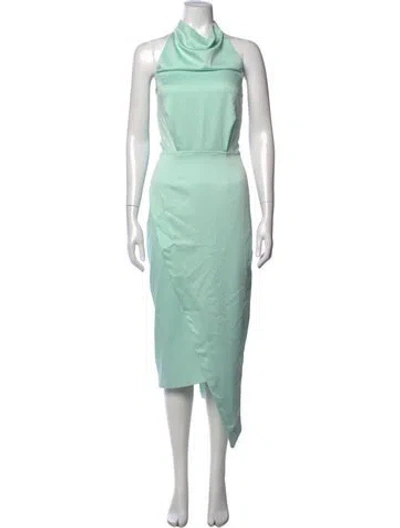 Pre-owned Elliatt Halterneck Midi Length Dress In Green