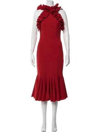 Pre-owned Elliatt Halterneck Midi Length Dress In Red