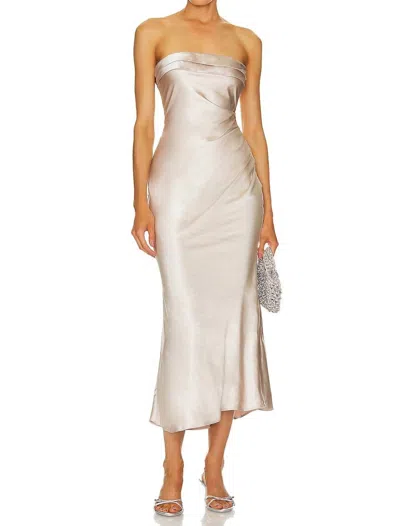 Elliatt Hollywood Midi Dress In Champagne In Silver
