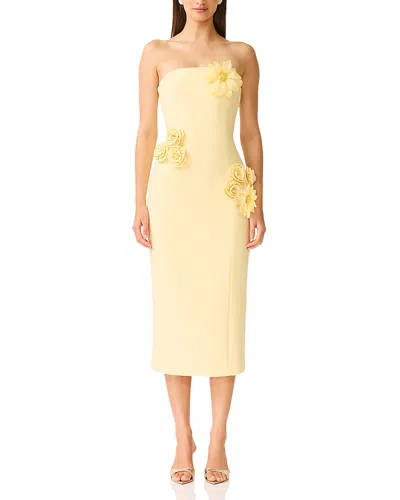 Elliatt Ilana Floral Applique Midi Dress In Yellow