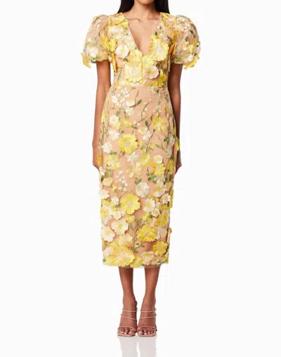 Elliatt Indie Midi Dress In Yellow In Gold