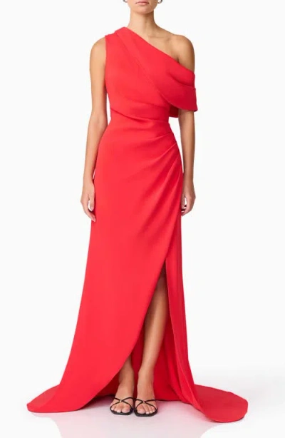 Elliatt Isadora One Shoulder Crepe Gown In White
