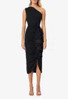Elliatt Jade One-shoulder Midi Dress In Black