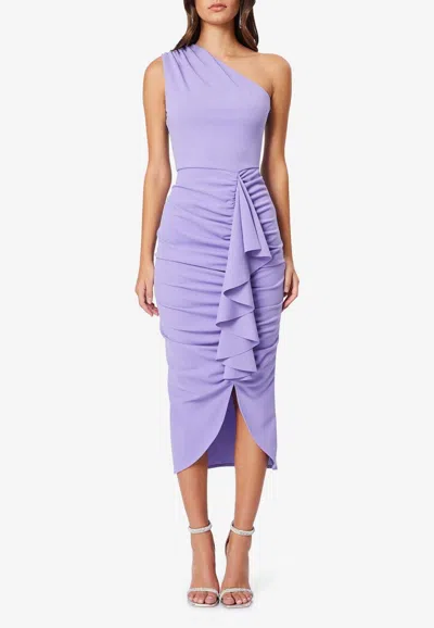 Elliatt Jade One-shoulder Midi Dress In Lilac