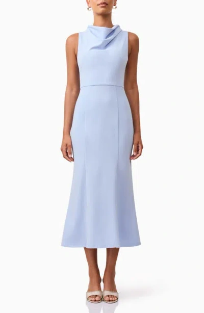 Elliatt Jamie Cowl Neck Cocktail Midi Dress In Slate Blue
