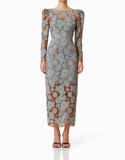 Elliatt Jasmine Long Sleeve Midi Dress In Blue
