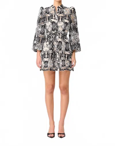 Elliatt Jolie Long Sleeves Mini Dress In Black White In Multi