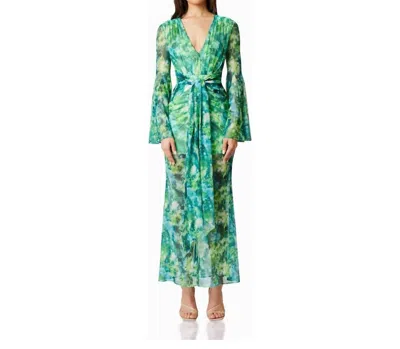 Elliatt Jonquil Long Sleeve Maxi Dress In Greenmulti
