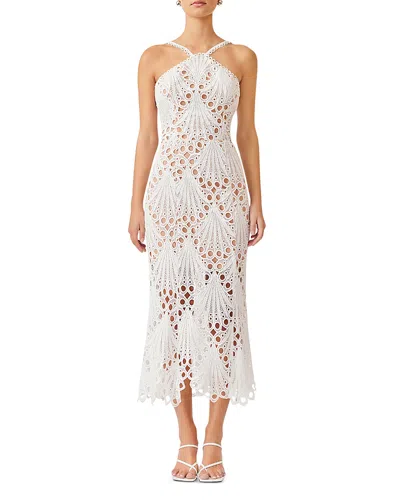Elliatt Kaitlyn Cut Out Arrow Neck Midi Dress In White