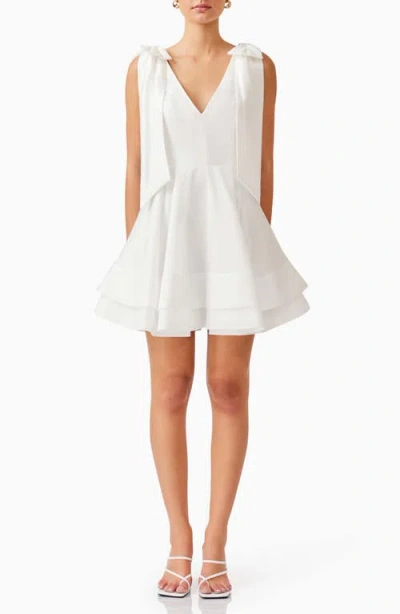 Elliatt Kalani Bow Shoulder Fit & Flare Minidress In Ivory
