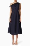 Elliatt Kara One-shoulder Midi Dress In Navy