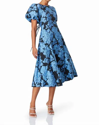 Elliatt Kayla Midi Dress In Blue Brocade In Multi