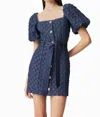Elliatt Keeley Puff Sleeve Mini Dress In Indigo In Blue