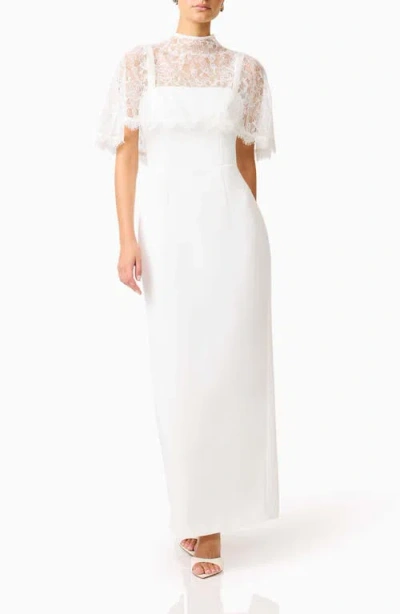 Elliatt Kelly Lace Cape Gown In White