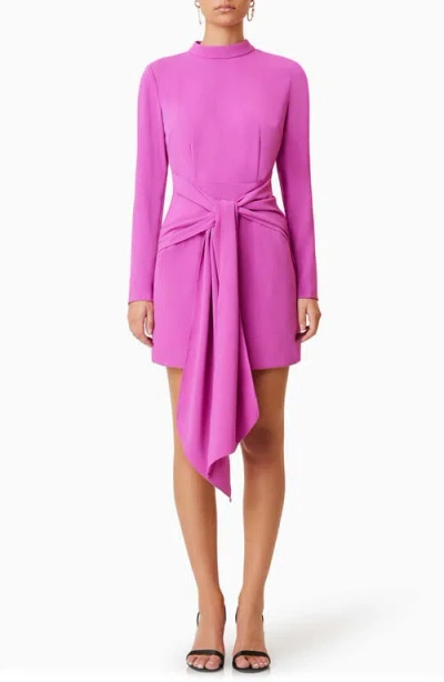 Elliatt Kenna Drape Detail Long Sleeve Cocktail Minidress In Orchid