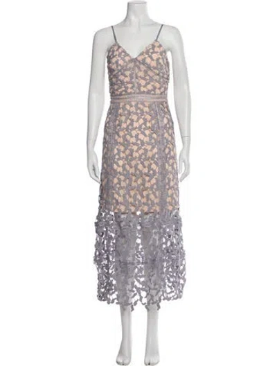 Pre-owned Elliatt Lace Pattern Long Dress In Purple