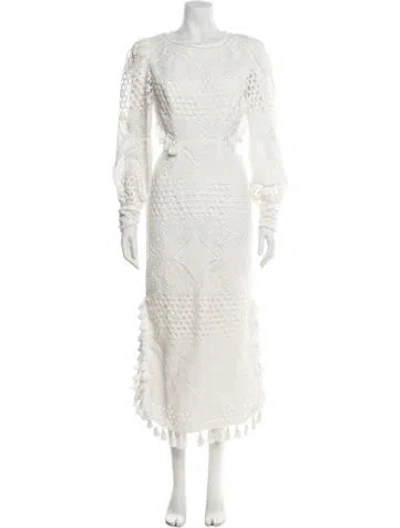 Pre-owned Elliatt Lace Pattern Long Dress In White