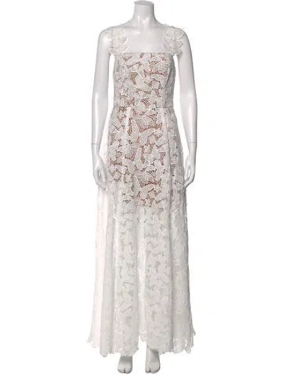 Pre-owned Elliatt Lace Pattern Long Dress In White